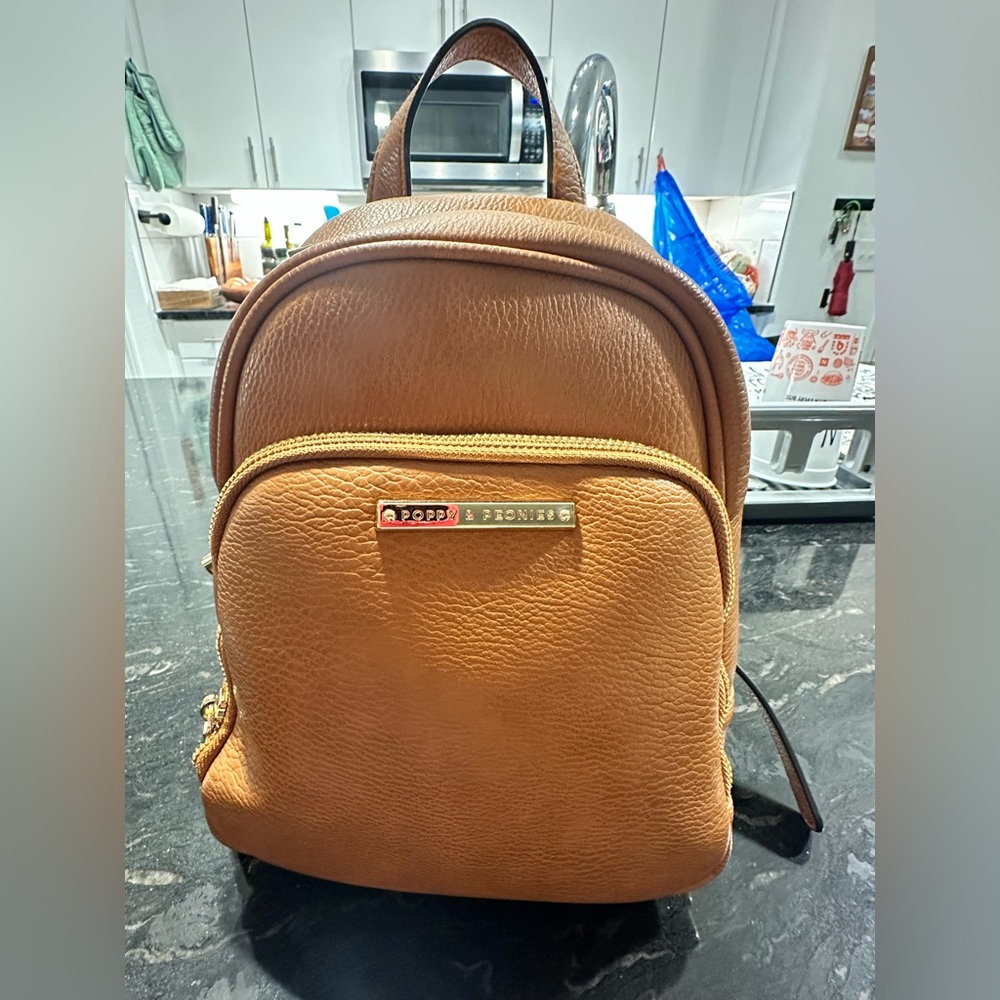 Poppy and Peonies On the Fly Mini Backpack Cognac